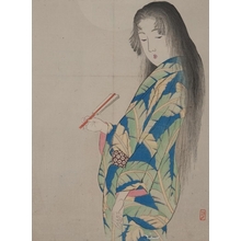 Takeuchi Keishu, 武内桂舟 (Takeuchi Keishu)创作的日本版画《Beauty and the Moon》