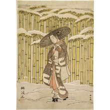 Japanese Print "Passing the Bamboo Grove" by Suzuki Harunobu, 鈴木春信 (Suzuki Harunobu)