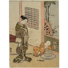 Japanese Print "The Sleeping Chabo-zu" by Suzuki Harunobu, 鈴木春信 (Suzuki Harunobu)