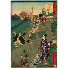 Ikkei, 一景 (Shosai Ikkei)による浮世絵「Kudanzaka Hill - 36 Comics of the Famous Places in Tokyo」