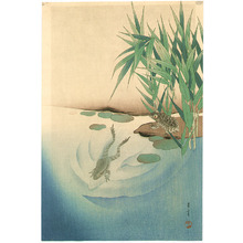 Watanabe Seitei创作的日本版画《Frogs in a Pond》