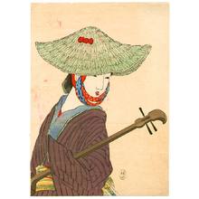 Takeuchi Keishu, 武内桂舟 (Takeuchi Keishu)创作的日本版画《Shamisen Player》