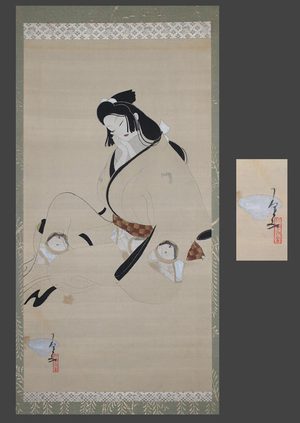 Kitano Tsunetomi, 北野恒富 (Kitano Tsunetomi)创作的日本版画《Sleeping Genroku bijin》