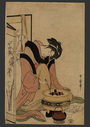 Kitagawa Utamaro, 喜多川歌麿 (Utamaro)创作的日本版画《Naniwaya Okita》
