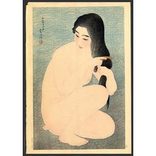 Japanese Print "Combing her hair" by Torii Kotondo, 鳥居言人 (Torii Kotondo)