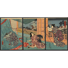 Utagawa Kunisada, 歌川国貞 (Kunisada)创作的日本版画《Sudden evening rain》