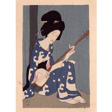 Takehisa Yumeji, 竹久夢二 (Takehisa Yumeji (竹久夢二))创作的日本版画《Shamisen gusa 三味線草 (Shamisen Leaves)》