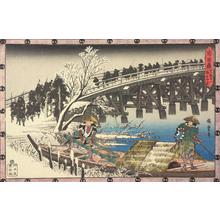 Utagawa Hiroshige, 歌川広重 (Utagawa Hiroshige)创作的日本版画《Act Eleven, Scene One, The Approach, from the series Chushingura》