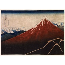 Japanischer Druck "Storm below the Mountain (Fuji above the Lightning), from the series Thirty-Six Views of Mount Fuji" von Katsushika Hokusai, 葛飾北斎 (Katsushika Hokusai)