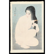Japanese Print "Combing Her Hair" by Torii Kotondo, 鳥居言人 (Torii Kotondo (鳥居言人))