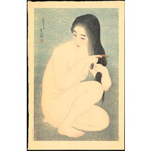 Japanese Print "Combing Her Hair" by Torii Kotondo, 鳥居言人 (Torii Kotondo (鳥居言人))