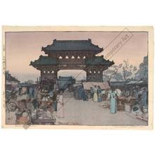Japanese Print "Market in Mukden" by Yoshida Hiroshi, 吉田博 (Yoshida Hiroshi)