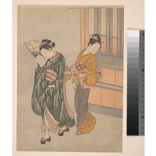 Japanischer Druck "The Clear-day Mountain Wind of the Fan" von Suzuki Harunobu, 鈴木春信 (Suzuki Harunobu (Japanese, 1725–1770))