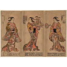 Nishimura Shigenaga, 西村重長 (Nishimura Shigenaga)创作的日本版画《Latest Fashions For Attendants in Noblemen's Houses》