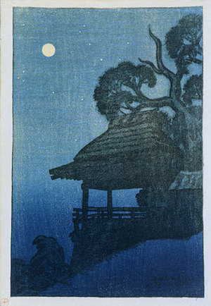 Ito Shinsui, 伊東深水 (Ito Shinsui)创作的日本版画《Eight Views of Omi: Ishiyamadera (Omi hakkei no uchi: Ishiyamadera)》